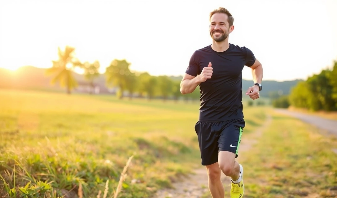 Uomo energico che fa esercizio all'aperto, simbolo di vitalità maschile