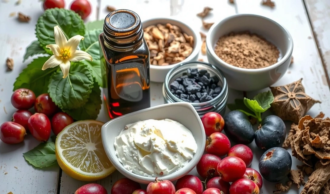 Dettaglio di ingredienti naturali per integratori